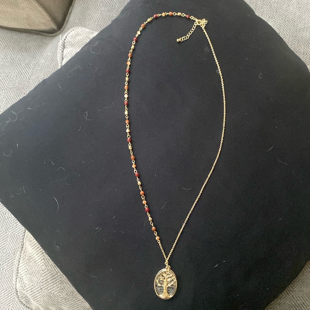 Necklace. 30”. Adjustable. Life is too short poem with Tree if life pendant